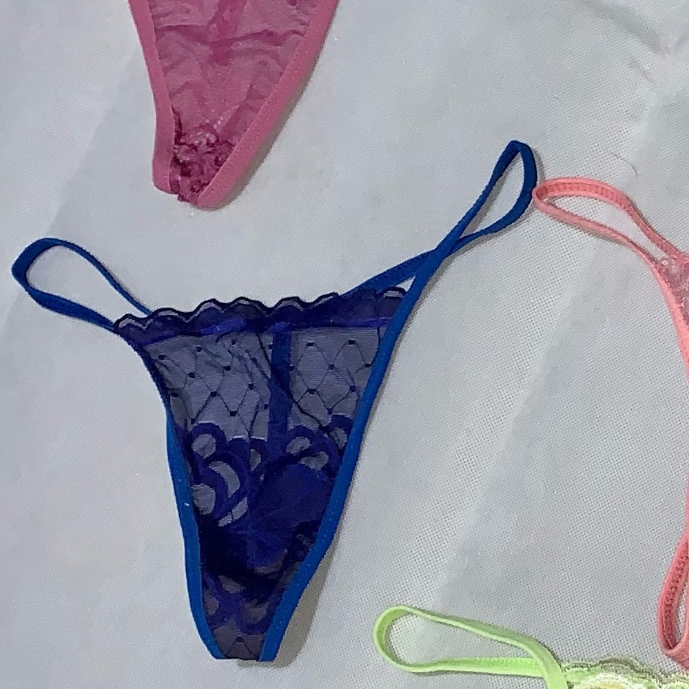 NWOT Blue Lace G-String Panties Large